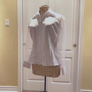 White zip front blouse size 10